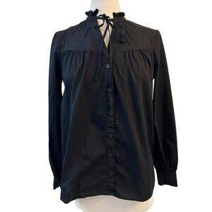 ANTHROPOLOGIE MAEVE Poplin front tie button up blouse top S